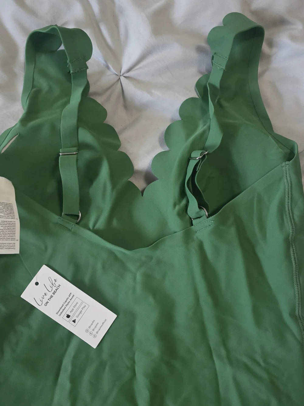 Women’s Scallop-Edge One-Piece Swimsuit - Green - Picture 6 of 6